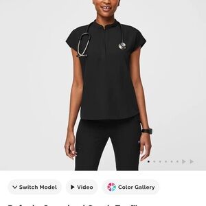 Figs Rafaela Scrub Top Black XXS